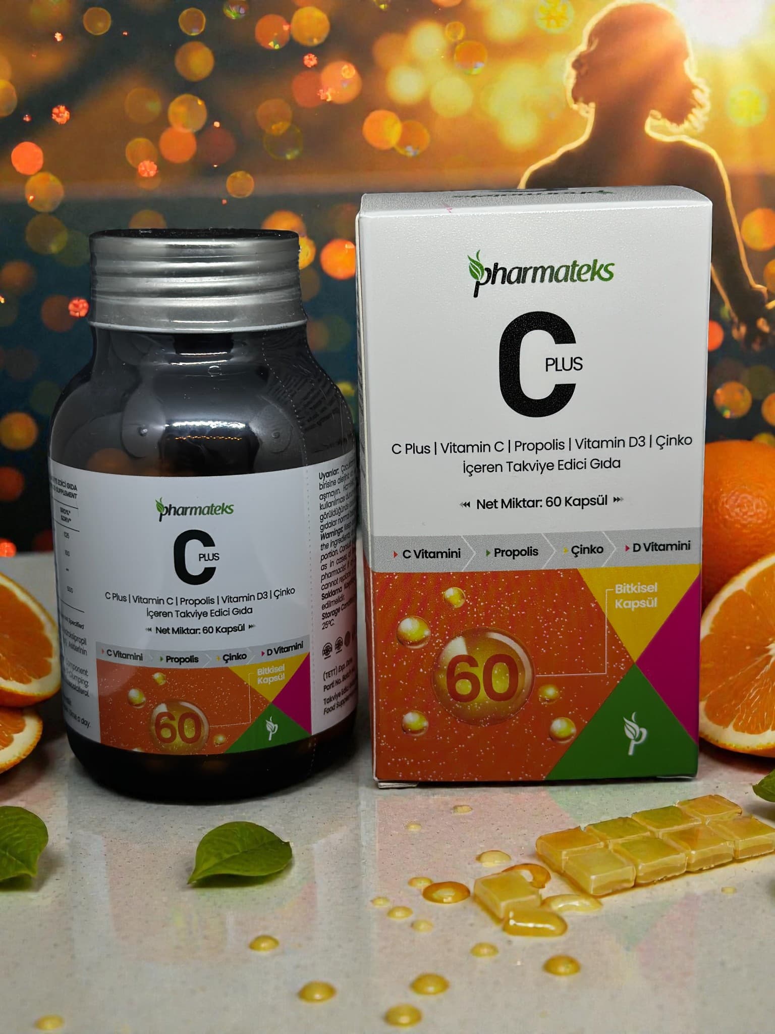 C Plus Vitamin C,Propolis, Vitamin D ve Yerli Üretim Çinko İçeren Takviye Edici Gıda 60 Kapsül