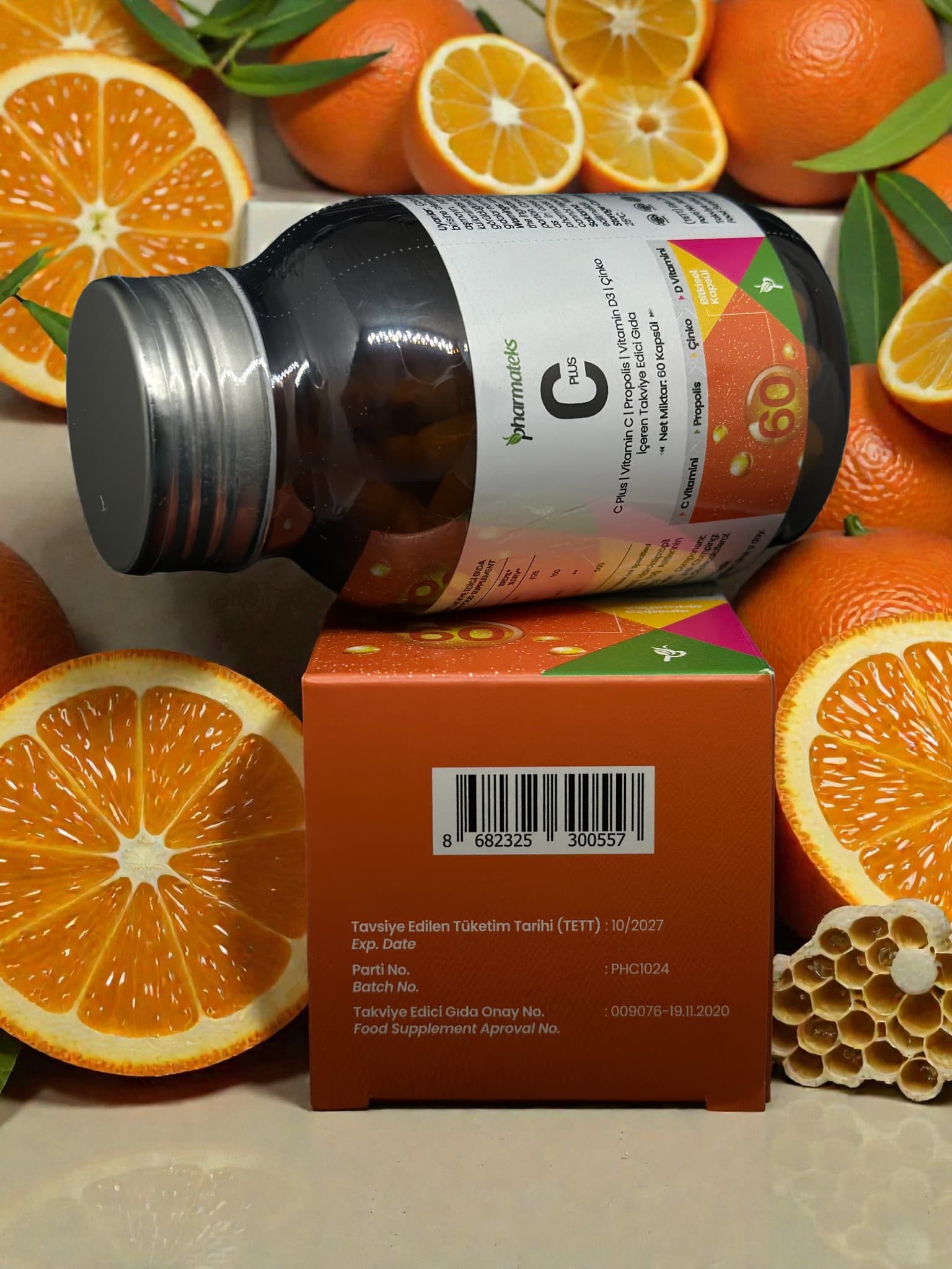 C Plus Vitamin C,Propolis, Vitamin D ve Yerli Üretim Çinko İçeren Takviye Edici Gıda 60 Kapsül